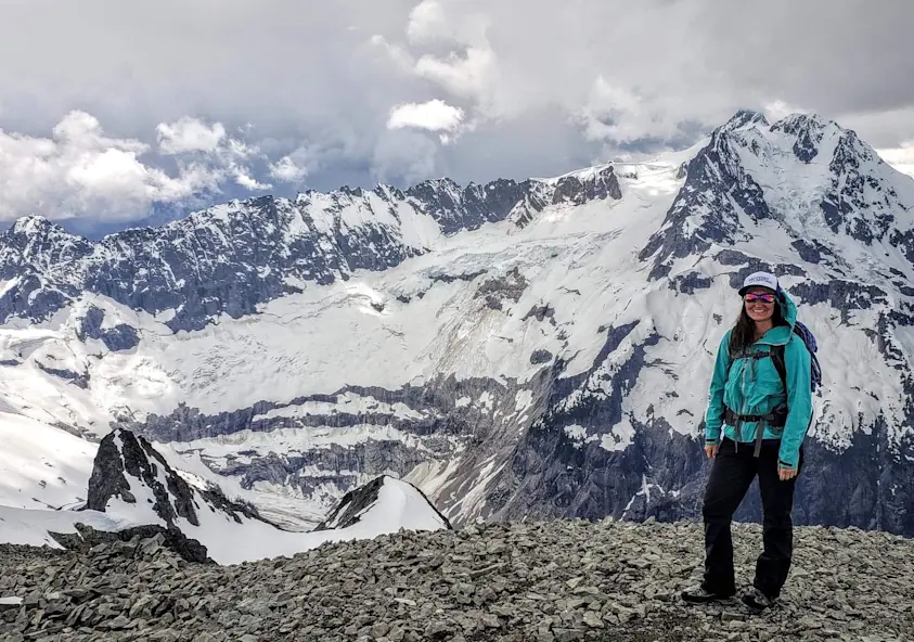 Mountains with a climber